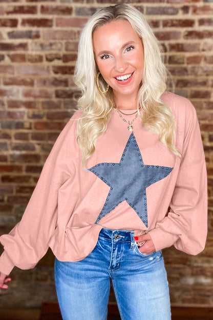 Studded Star Graphic Oversized Top