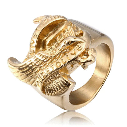 Live To Ride - Ride To Live Biker Style Eagle Ring