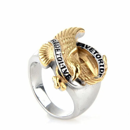 Live To Ride - Ride To Live Biker Style Eagle Ring