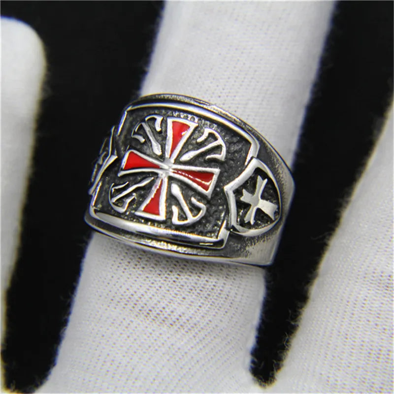 Templar Cross Biker Ring