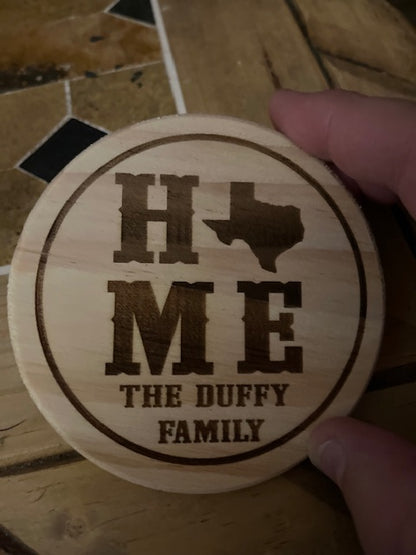 Custom Engraved Home -State Coasters with Name