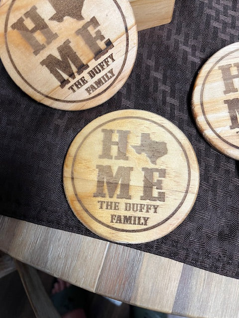 Custom Engraved Home -State Coasters with Name