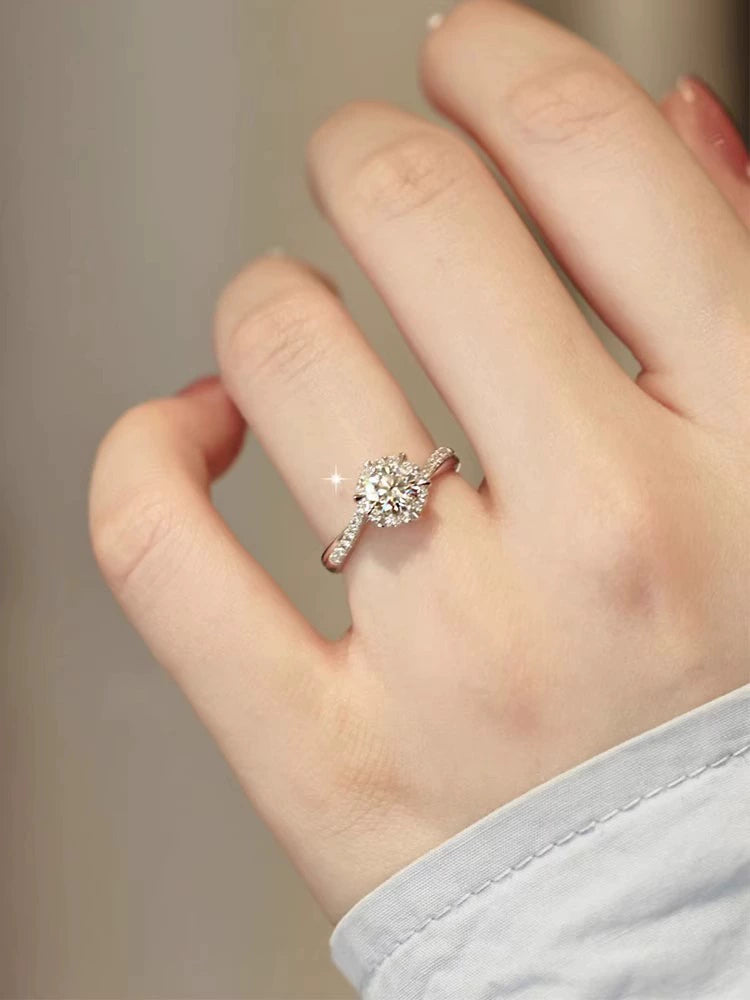 1 Karat Moissanite Sterling Silver & Platinum Women's Wedding Ring