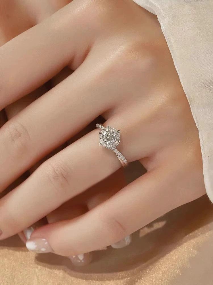 1 Karat Moissanite Sterling Silver & Platinum Women's Wedding Ring