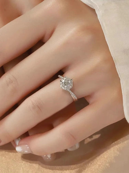 1 Karat Moissanite Sterling Silver & Platinum Women's Wedding Ring