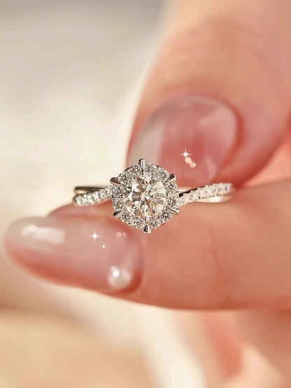 1 Karat Moissanite Sterling Silver & Platinum Women's Wedding Ring