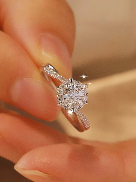 1 Karat Moissanite Sterling Silver & Platinum Women's Wedding Ring