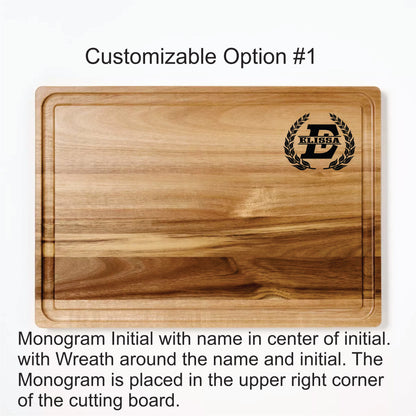 Laser Engraved Cutting Board - 14"x20" Acacia Wood Carving Board with Juice Groove Natural - Figmint™