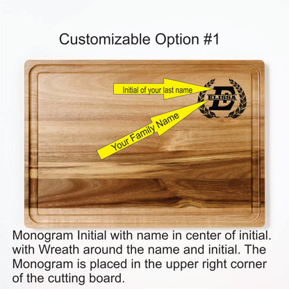 Laser Engraved Cutting Board - 14"x20" Acacia Wood Carving Board with Juice Groove Natural - Figmint™