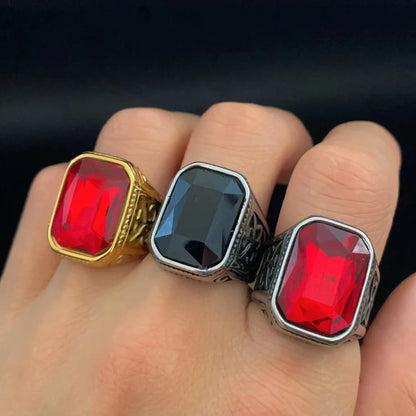 Black Stone Biker Rings