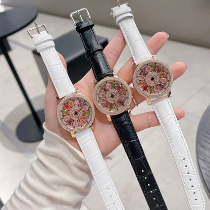 Women's Quartz Watch Diamond Inlaid Dial Wristwatches