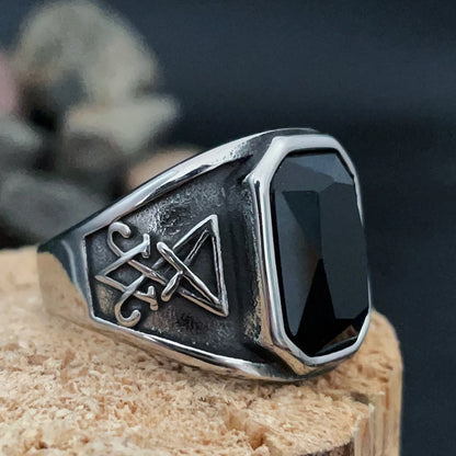 Black Stone Biker Rings