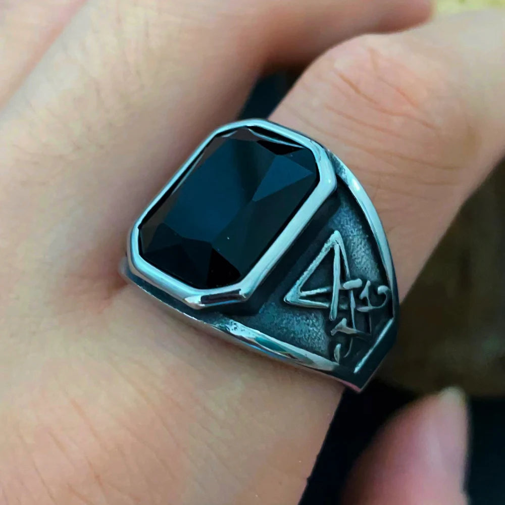 Black Stone Biker Rings