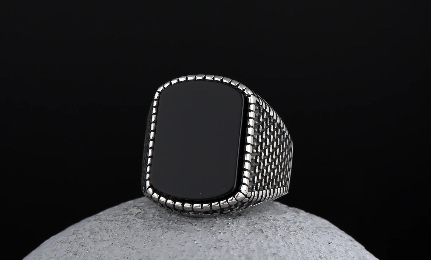 Black Onyx Style Biker Ring