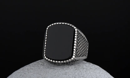 Black Onyx Style Biker Ring