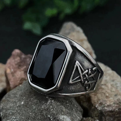 Black Stone Biker Rings