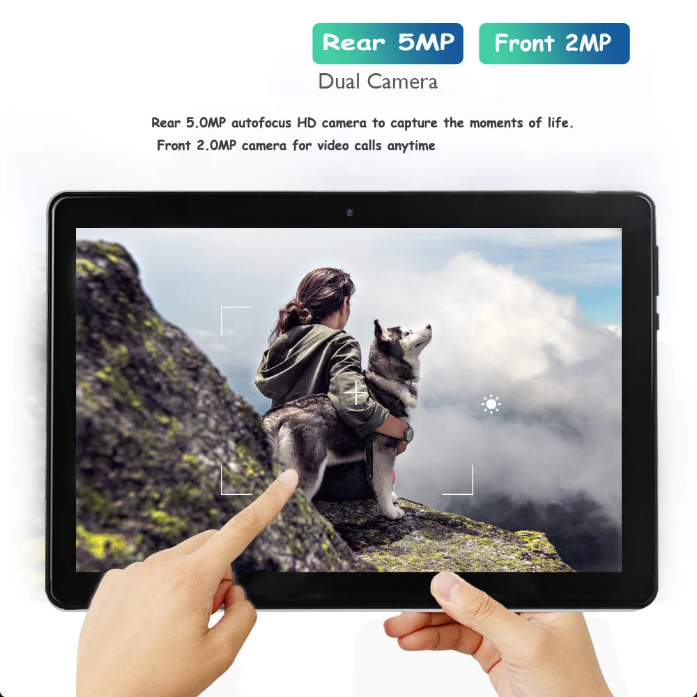 10.1" Tablet with 4GB RAM 64GB ROM Dual Sim Card for cellular calls & more.