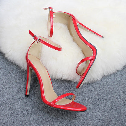 Leather High Heels Platform Sandals