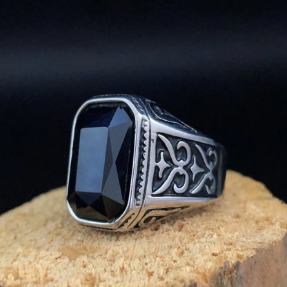 Black Stone Biker Rings
