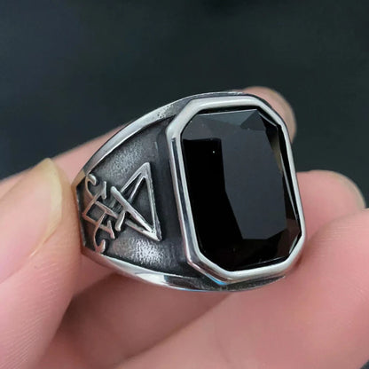 Black Stone Biker Rings