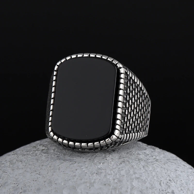 Black Onyx Style Biker Ring