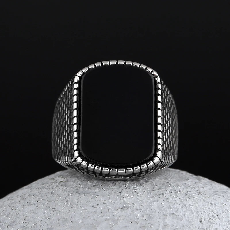Black Onyx Style Biker Ring