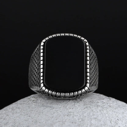 Black Onyx Style Biker Ring