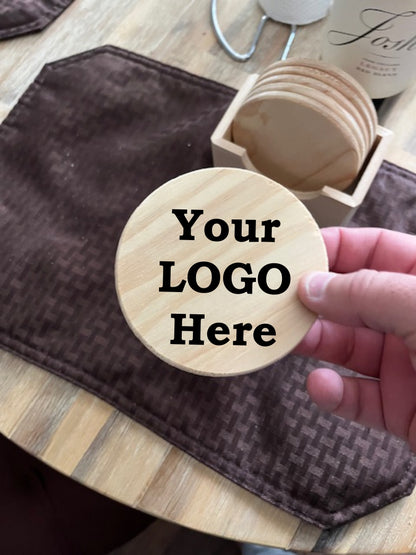 Custom Logo Engraved Wooden Coasters