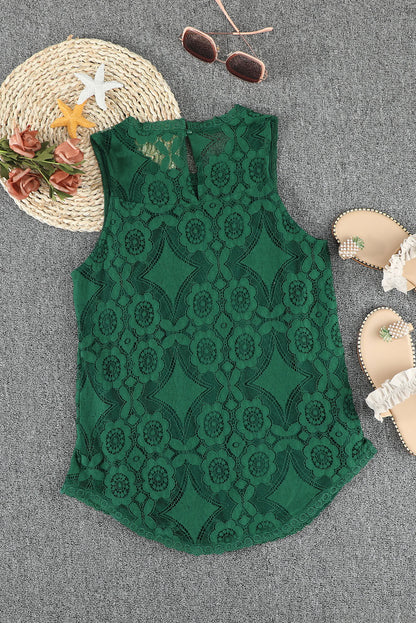 Elegant Sleeveless Flower Lace Top for Summer
