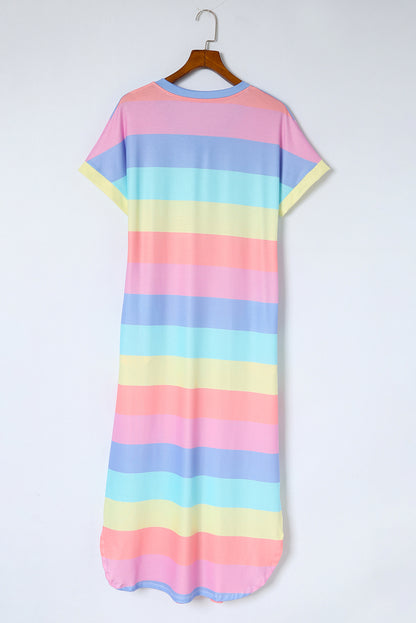Multicolor Colorblock Striped Casual Tank Top