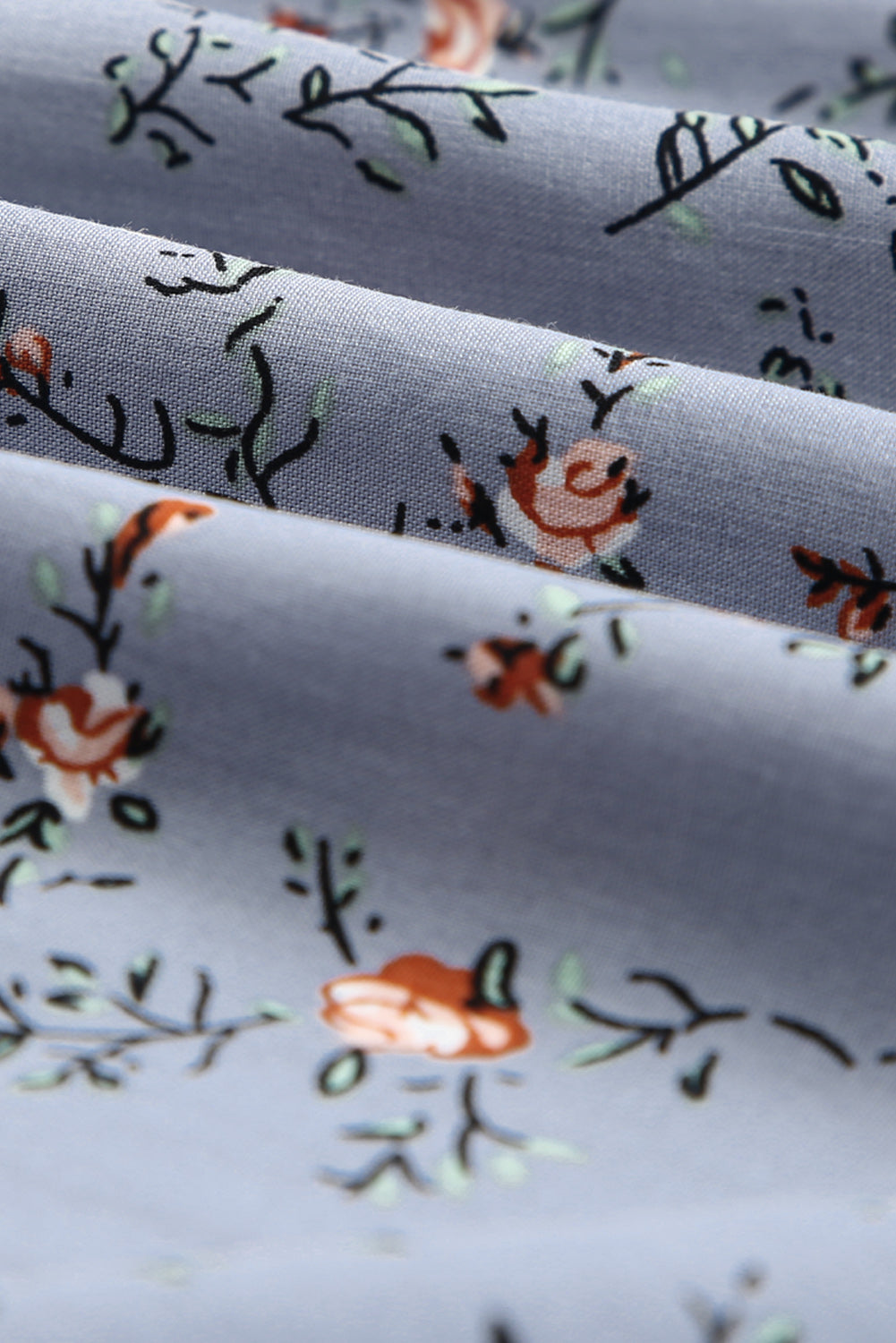 Floral Print Smocked Neck Flounce Sleeveless Shirt