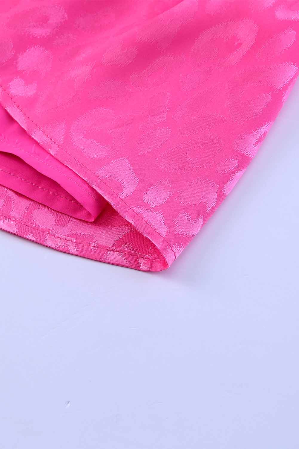 Rosy Satin Jacquard Sleeveless A-Line Leopard Print Dress