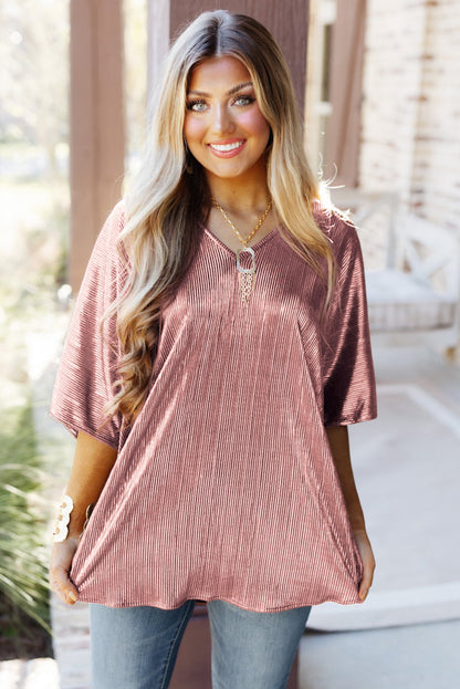 Textured Oversize Casual Tunic T Shirt