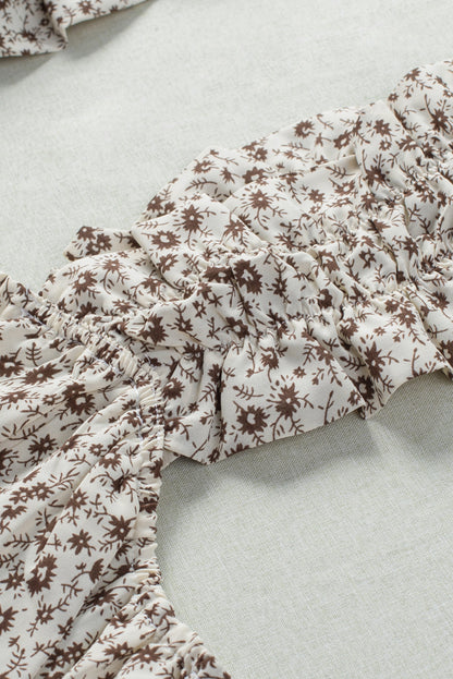 Ditsy Floral Print Ruffle Straps Flowy Boho Summer Top