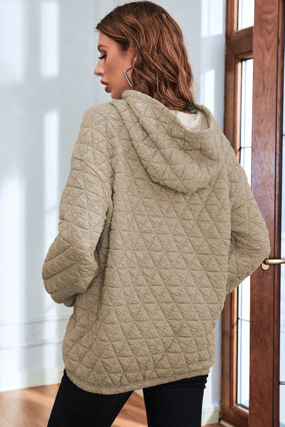 Coffee Thermal Quilted Kangaroo Pocket Hoodie