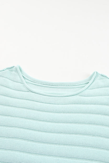 Brown Ribbed Knit Exposed Seam Dolman Sweater