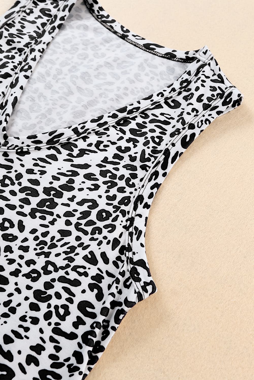 Cheetah Sexy Frill V Neck Spaghetti Strap Cami Top