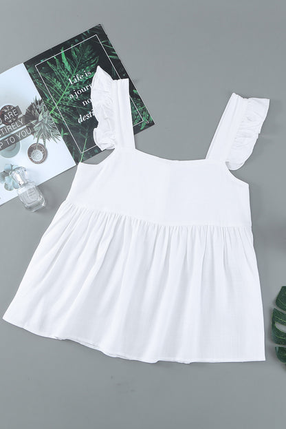Casual Flutter Shoulder Babydoll Sleeveless Shirt