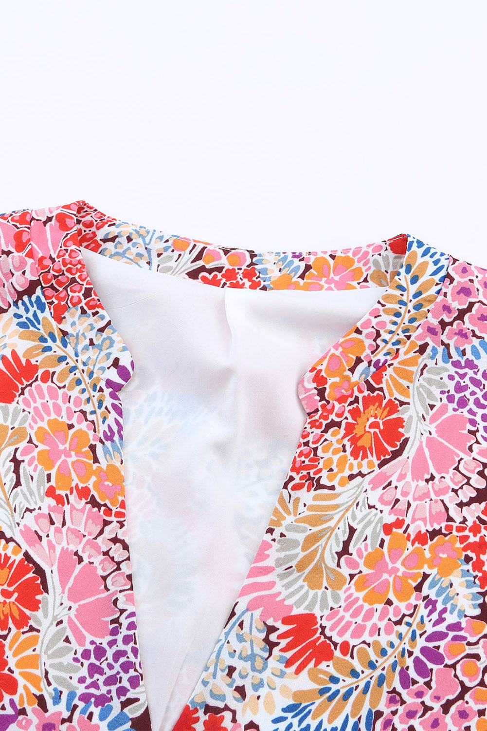 Multicolor Floral Print Smocked Cuffs Long Sleeve Blouse