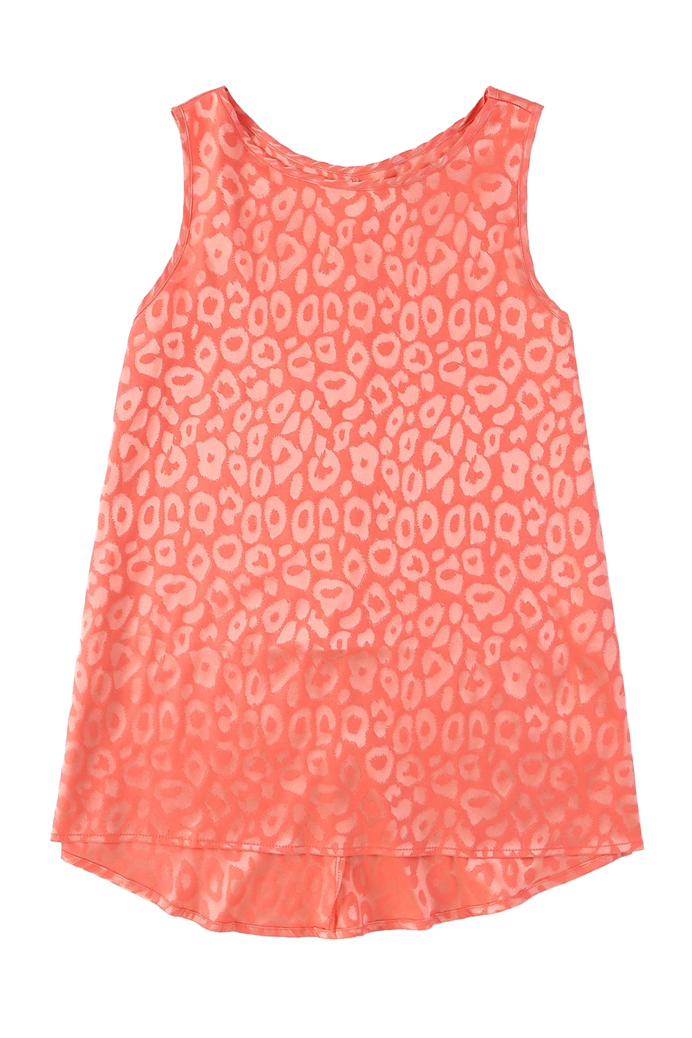 Rosy Satin Jacquard Sleeveless A-Line Leopard Print Dress