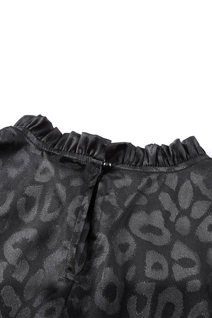 Rosy Satin Jacquard Sleeveless A-Line Leopard Print Dress