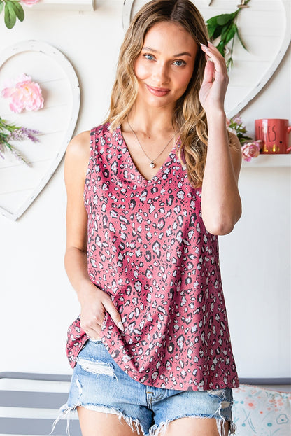 Cheetah Sexy Frill V Neck Spaghetti Strap Cami Top