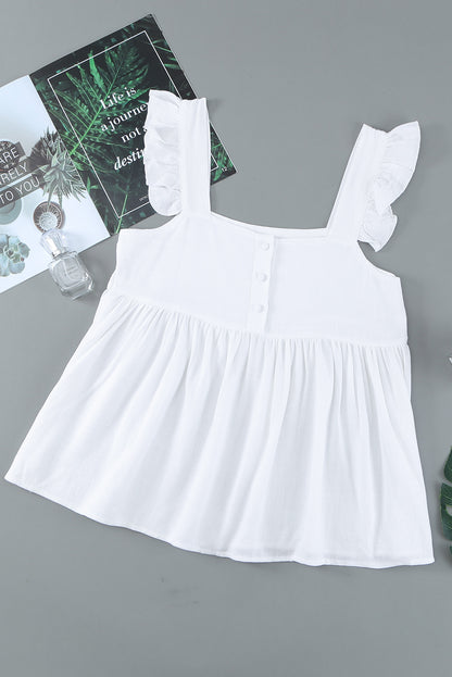 Casual Flutter Shoulder Babydoll Sleeveless Shirt