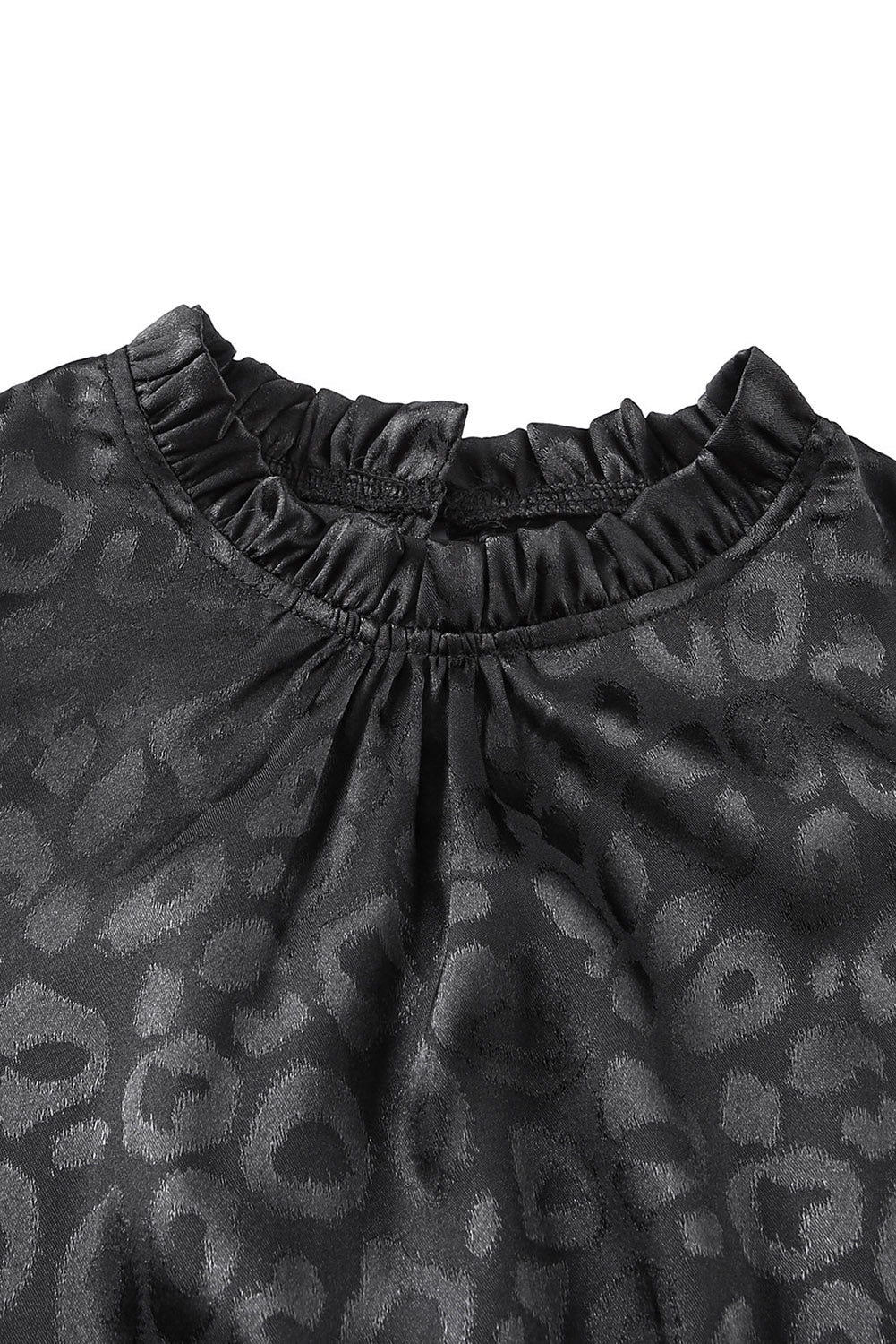Rosy Satin Jacquard Sleeveless A-Line Leopard Print Dress