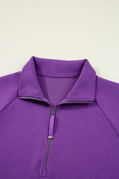 Pink Half Zip Sporty Pullover Mini Skirt 2pcs Outfit