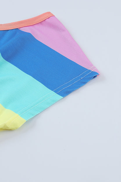 Multicolor Colorblock Striped Casual Tank Top