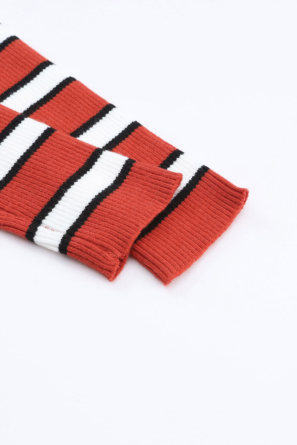 Green Striped Print Ribbed Knit Slim Fit Top