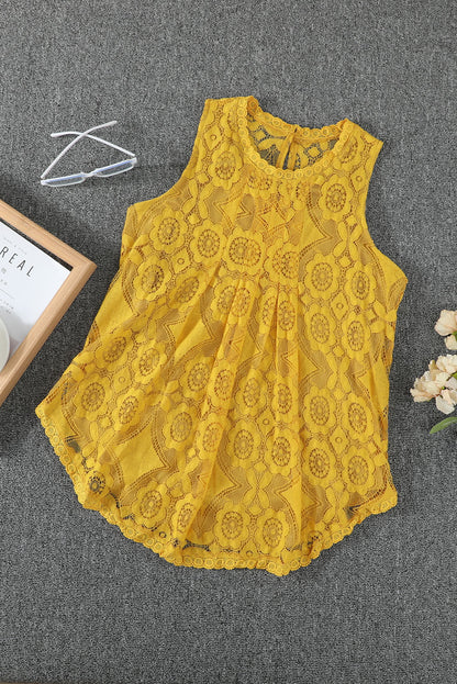 Elegant Sleeveless Flower Lace Top for Summer