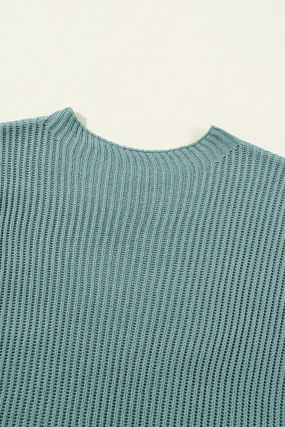 Apricot Side Slit Short Sleeve Oversized Sweater