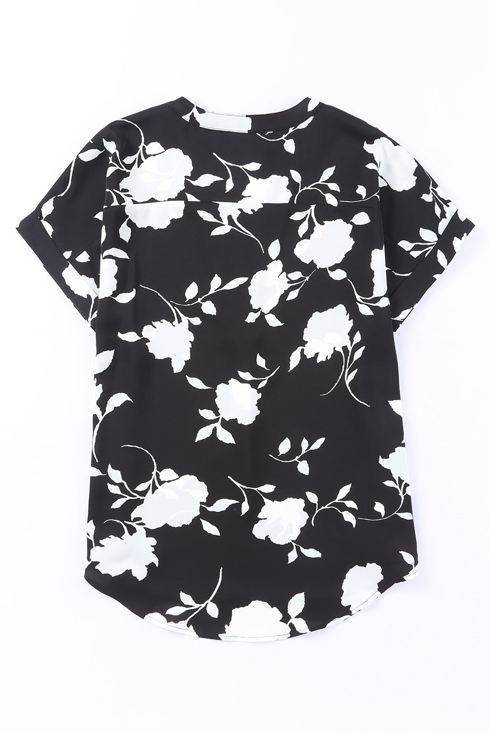 Floral Print Casual Roll Up Sleeve Blouse